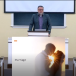 Mike Walls delivering the lesson on marriage.